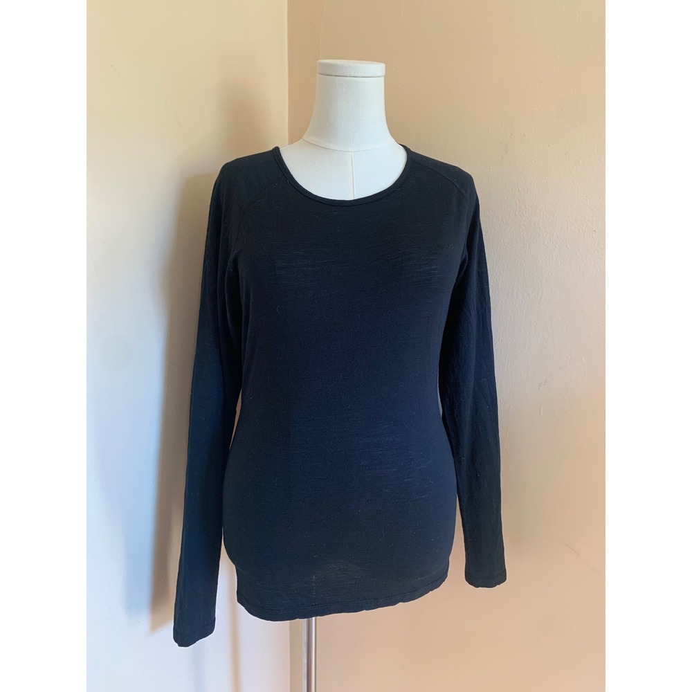 SEG'MENTS 100% Merino Wool Black Long Sleeve Crew Neck Top Medium